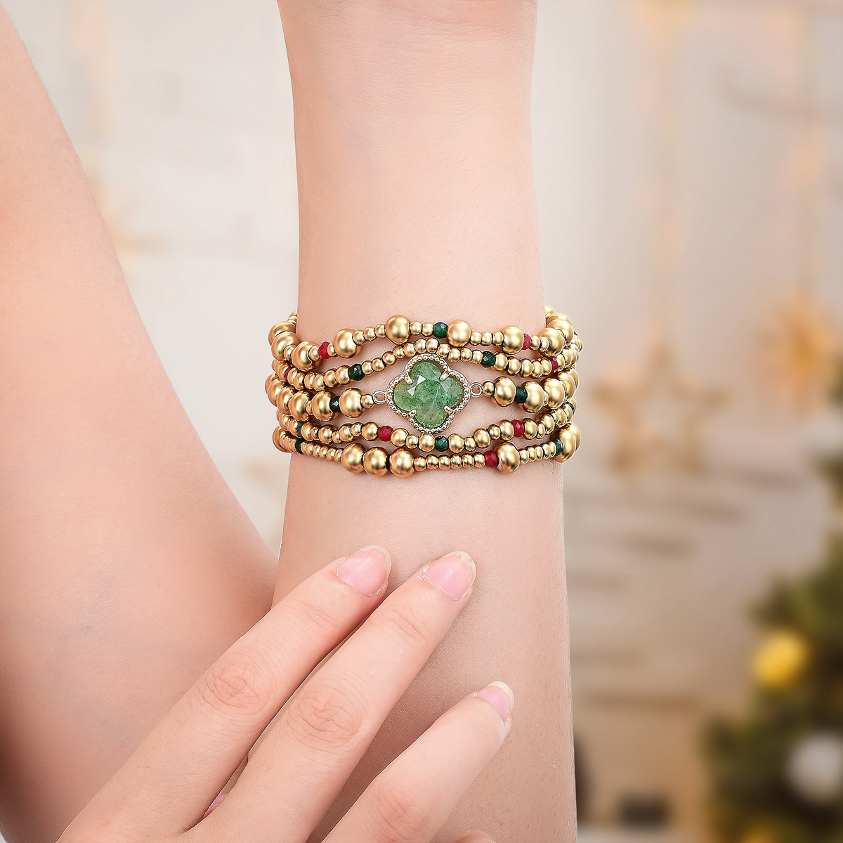 Merry Clover Gouden Stretch Apple Watch Bandje