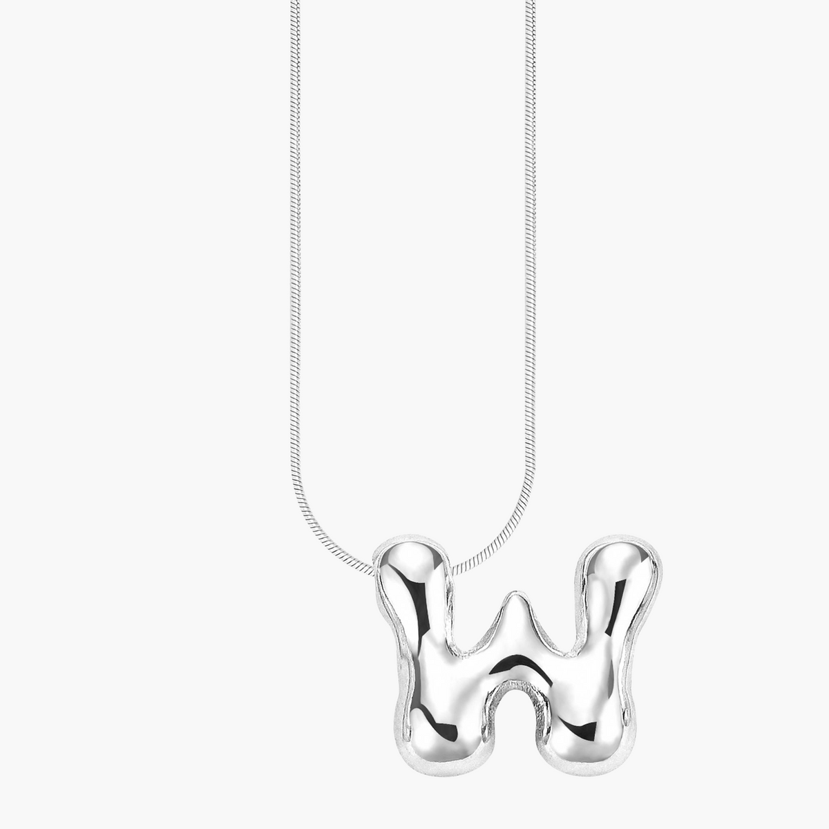 Zilveren Glow Bubble Letter Initial Ketting