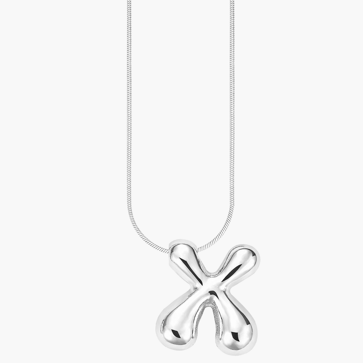 Zilveren Glow Bubble Letter Initial Ketting