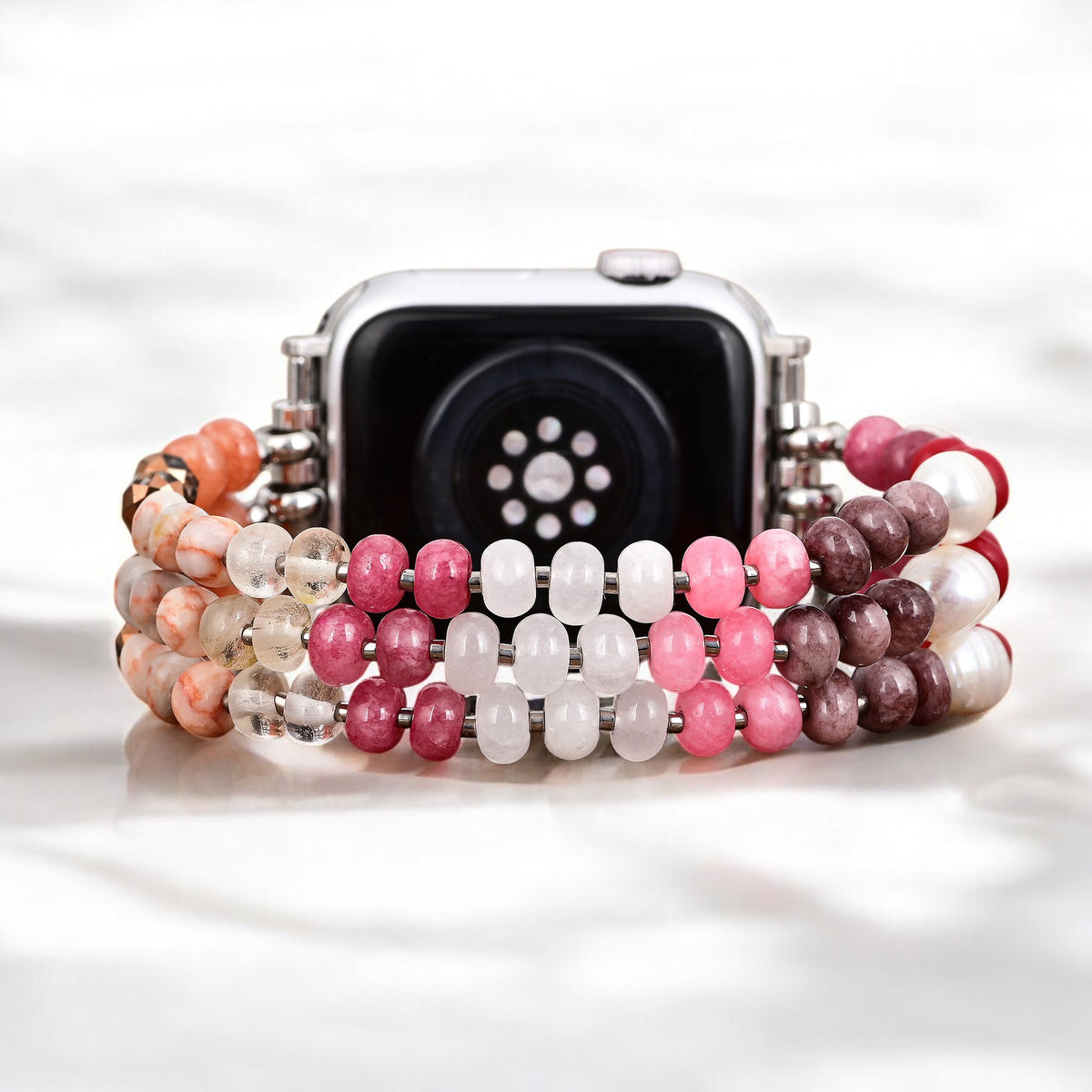 Ruby Blush Stone Stretch Apple Watch-band