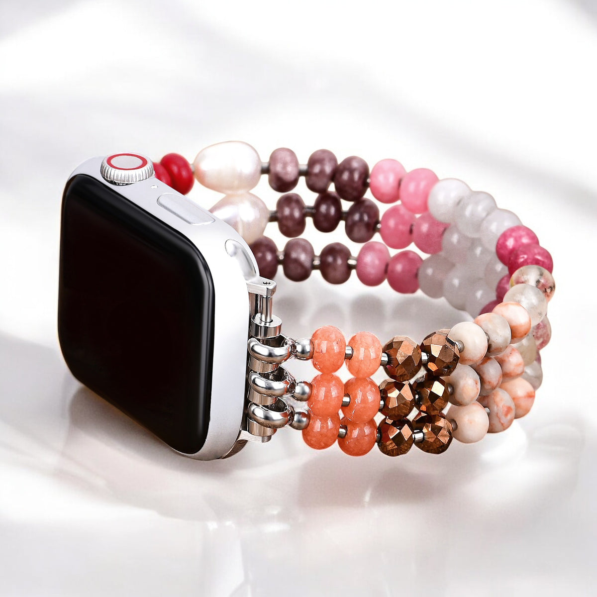 Ruby Blush Stone Stretch Apple Watch-band