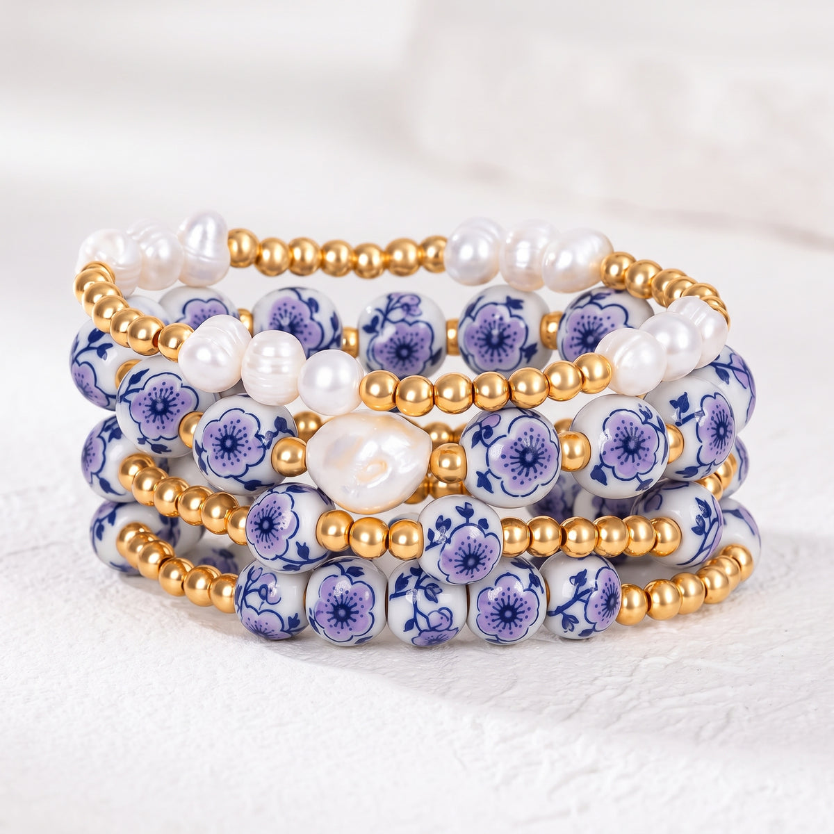 Armbandenset Porcelain Garden Lavender Bloom