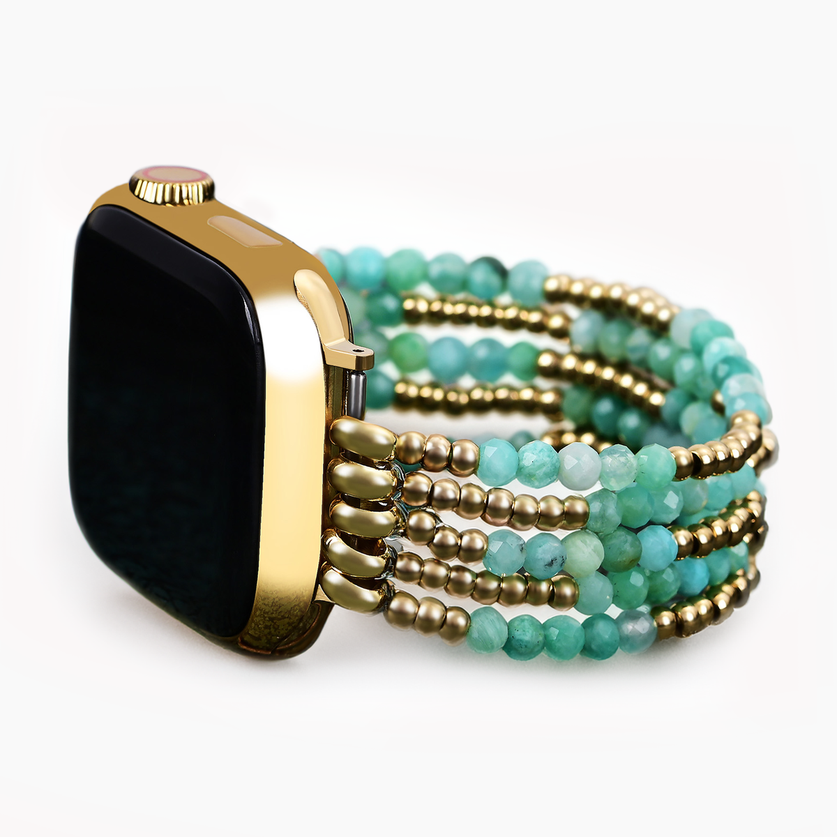 Gloeiende Amazoniet Stretch Apple Watch Band