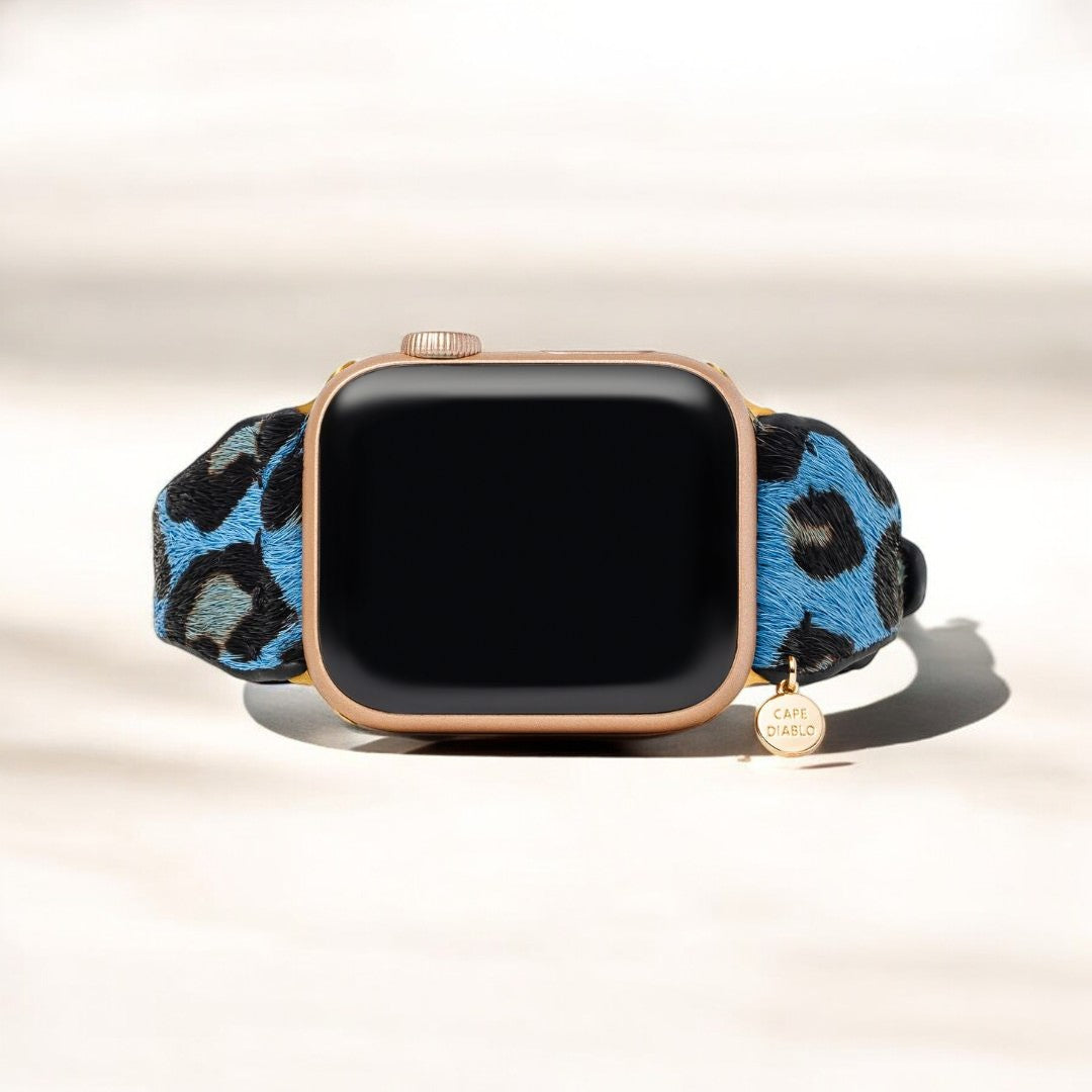 Wild Azure Leren Apple Watch Bandje