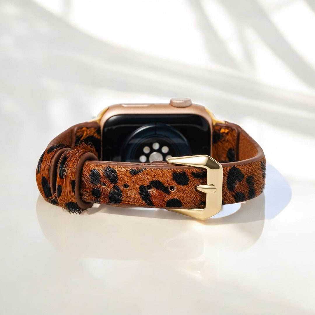 Panthera Bruine Leren Apple Watch Band