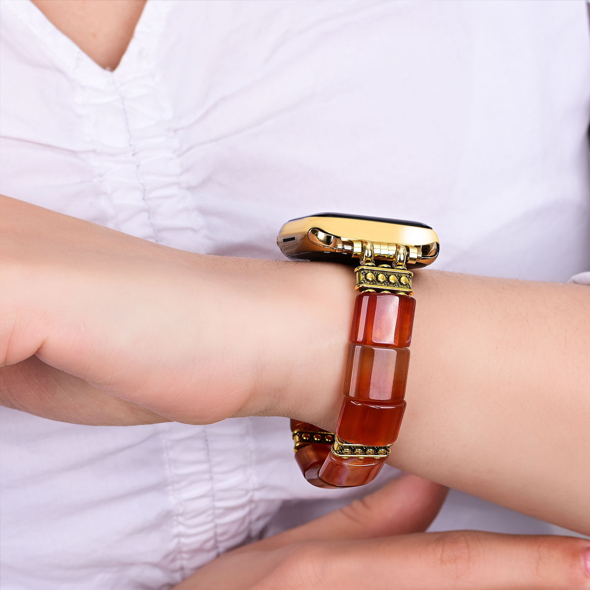 Serene Flame Agaat Rekbare Apple Watch Band