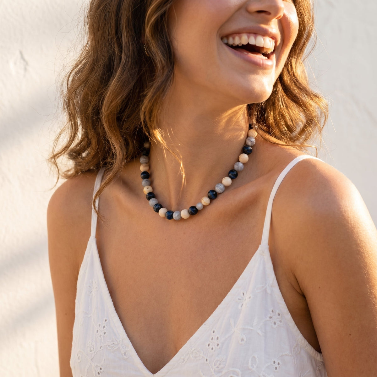 Chunky grijze kralenketting