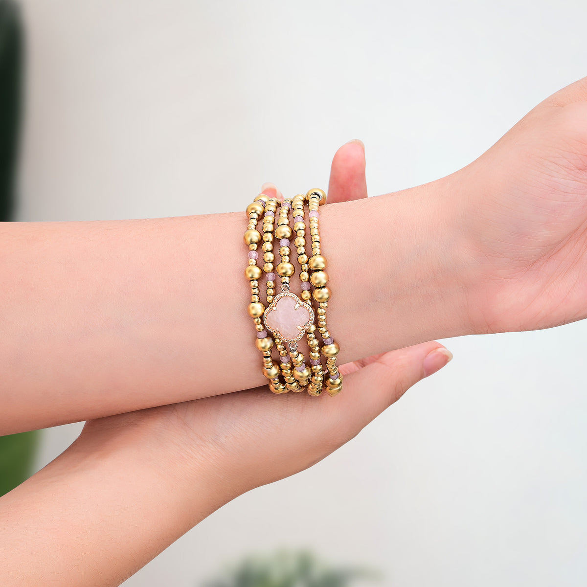 Betoverende Rozenkwarts Elegantie Rekbare Apple Watch Band