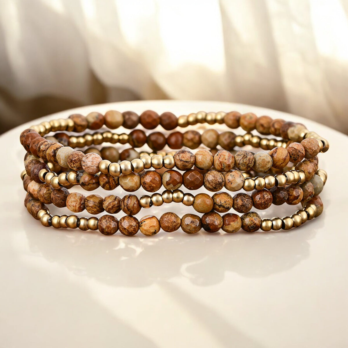 Gouden Aarde Jaspis Armband Set