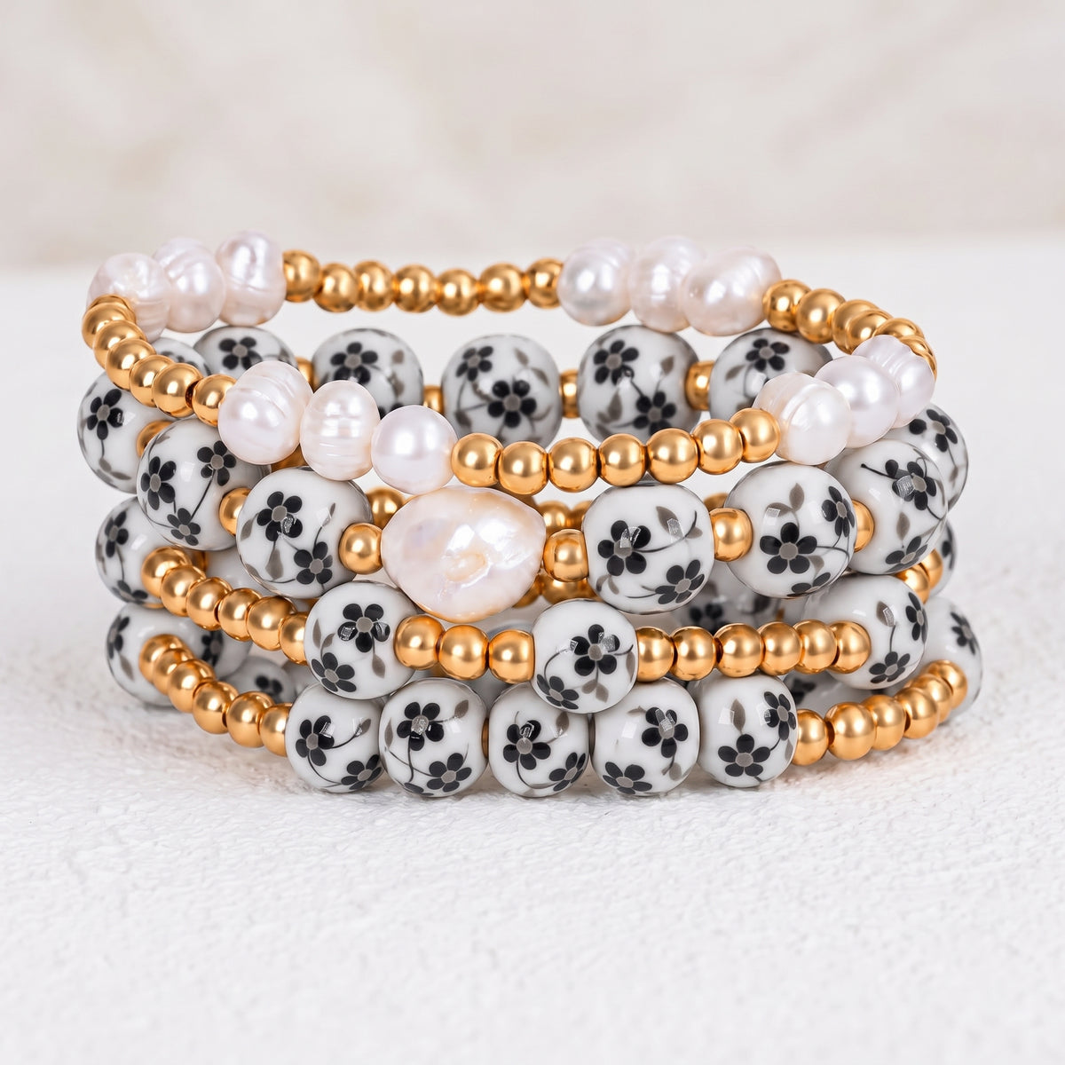 Armbandenset Porcelain Garden Midnight Bloom