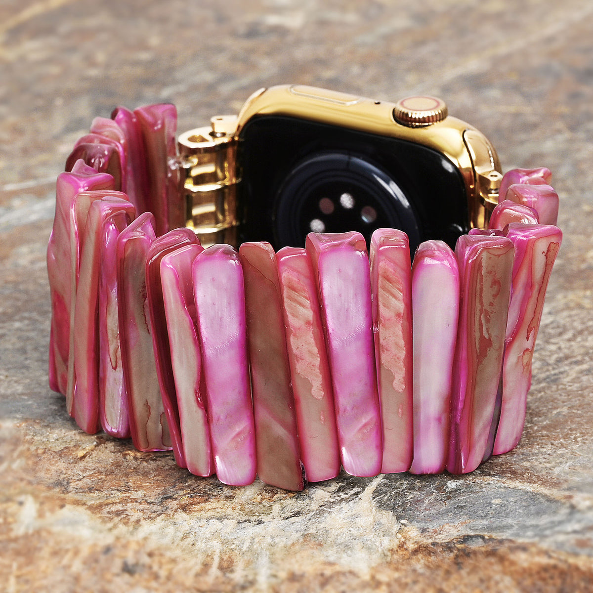 Imperial Orchid Shell Stretch Apple Watch Bandje