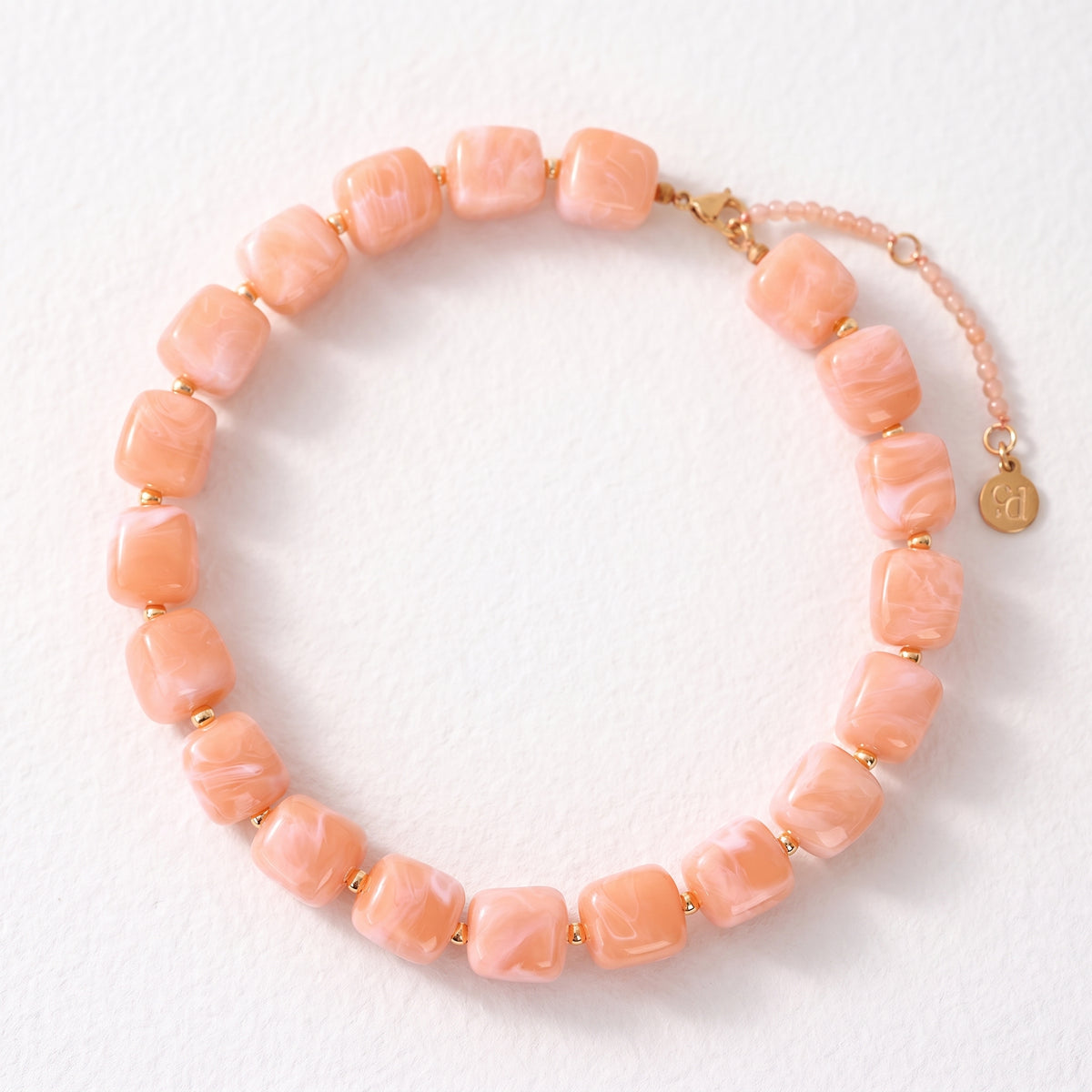 Chunky vierkante kralenketting oranje