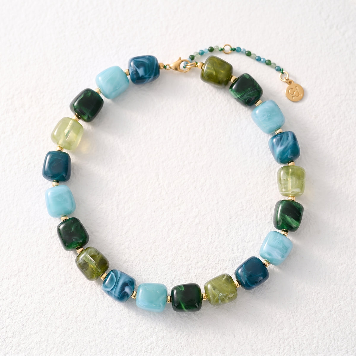 Chunky vierkante kralenketting Aarde