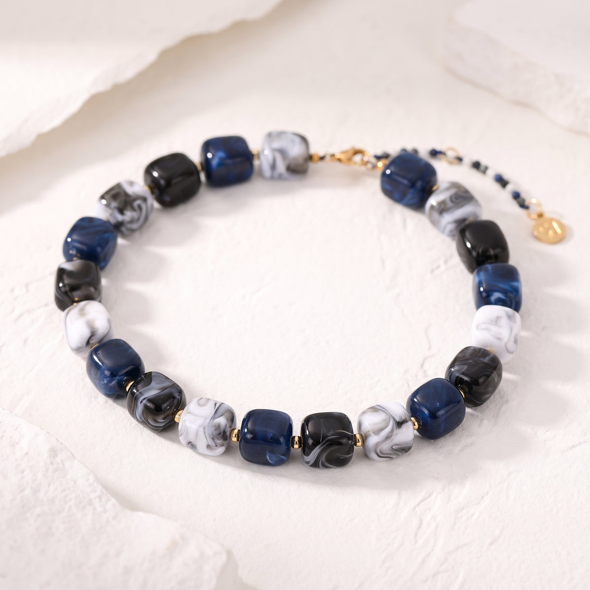 Chunky vierkante kralenketting Ocean