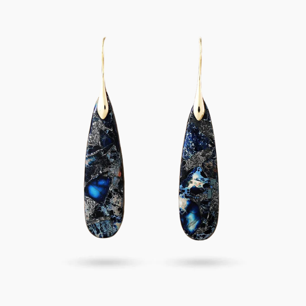Navy Horizon Jasper Oorbellen met Druppelvorm