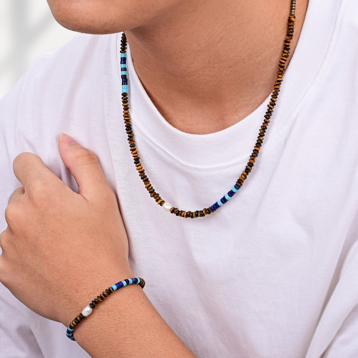 Heren Kobalt Aarde Ketting