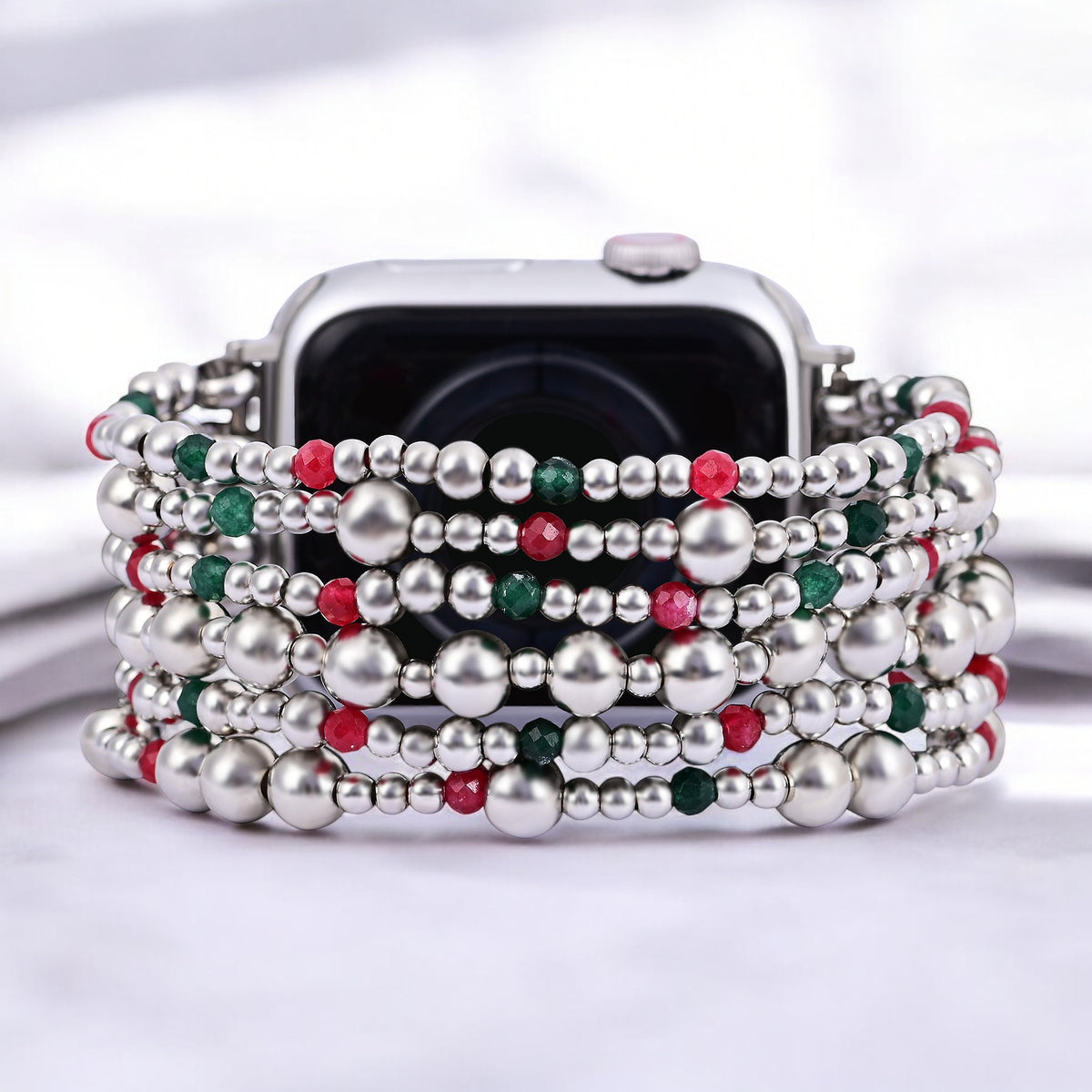 Kerst Zilveren Magische Stretch Apple Watch Bandje
