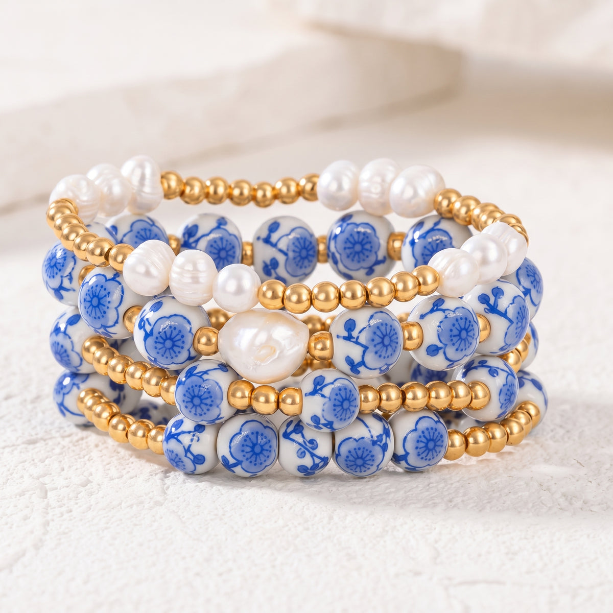 Armbandenset Porcelain Garden Blue Blossom