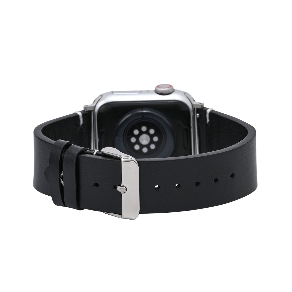 Heren zwarte leren Apple Watch-band