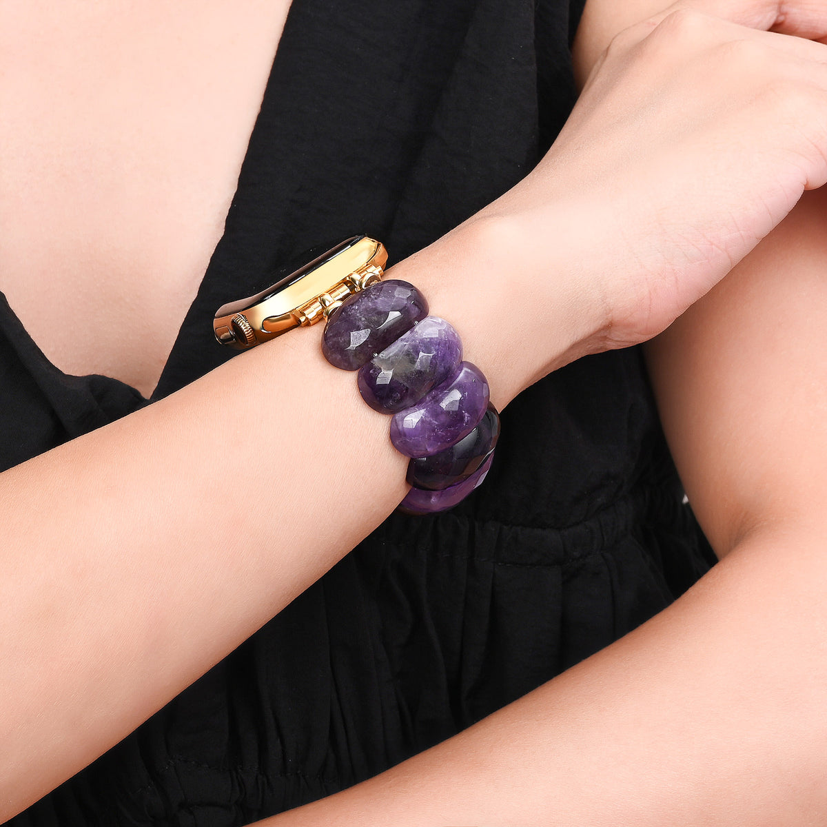 Healing Amethist Beschermende Rekbare Apple Watch Band