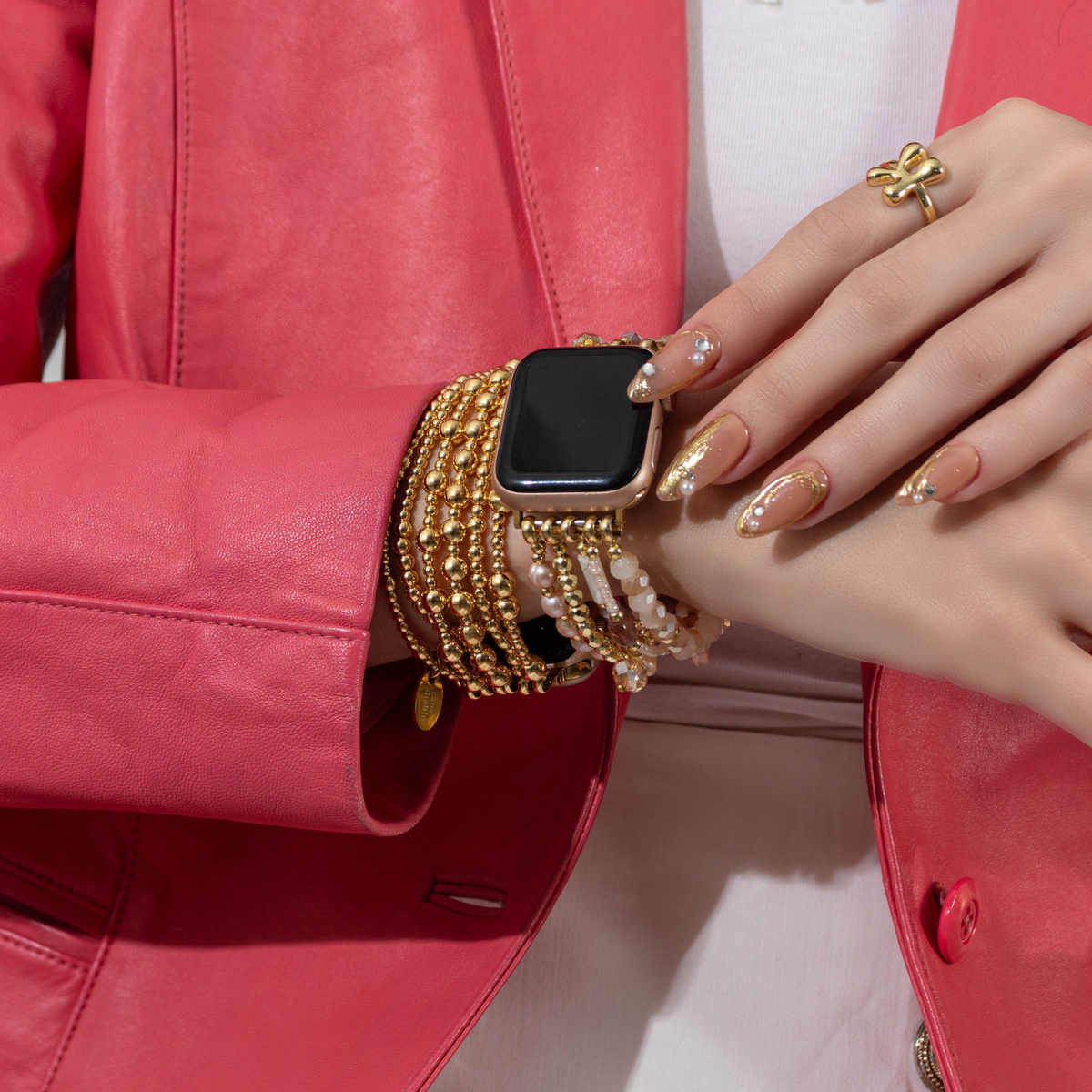 Parelmoer Rozet Stretch Apple Watch Bandje