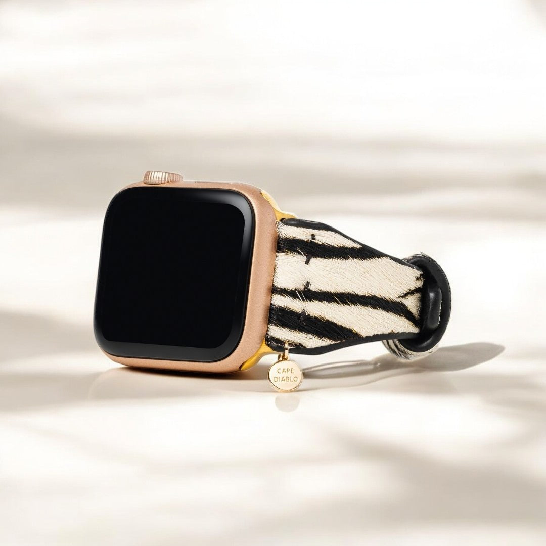 Zebra Luxe Leren Apple Watch Bandje