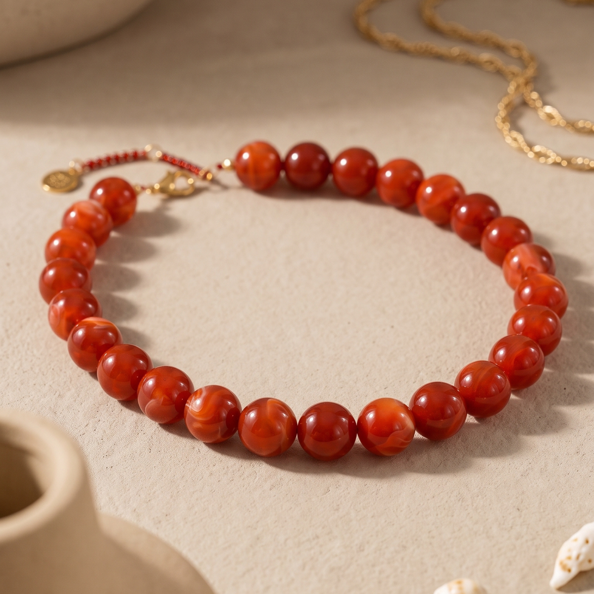 Chunky rode kralenketting