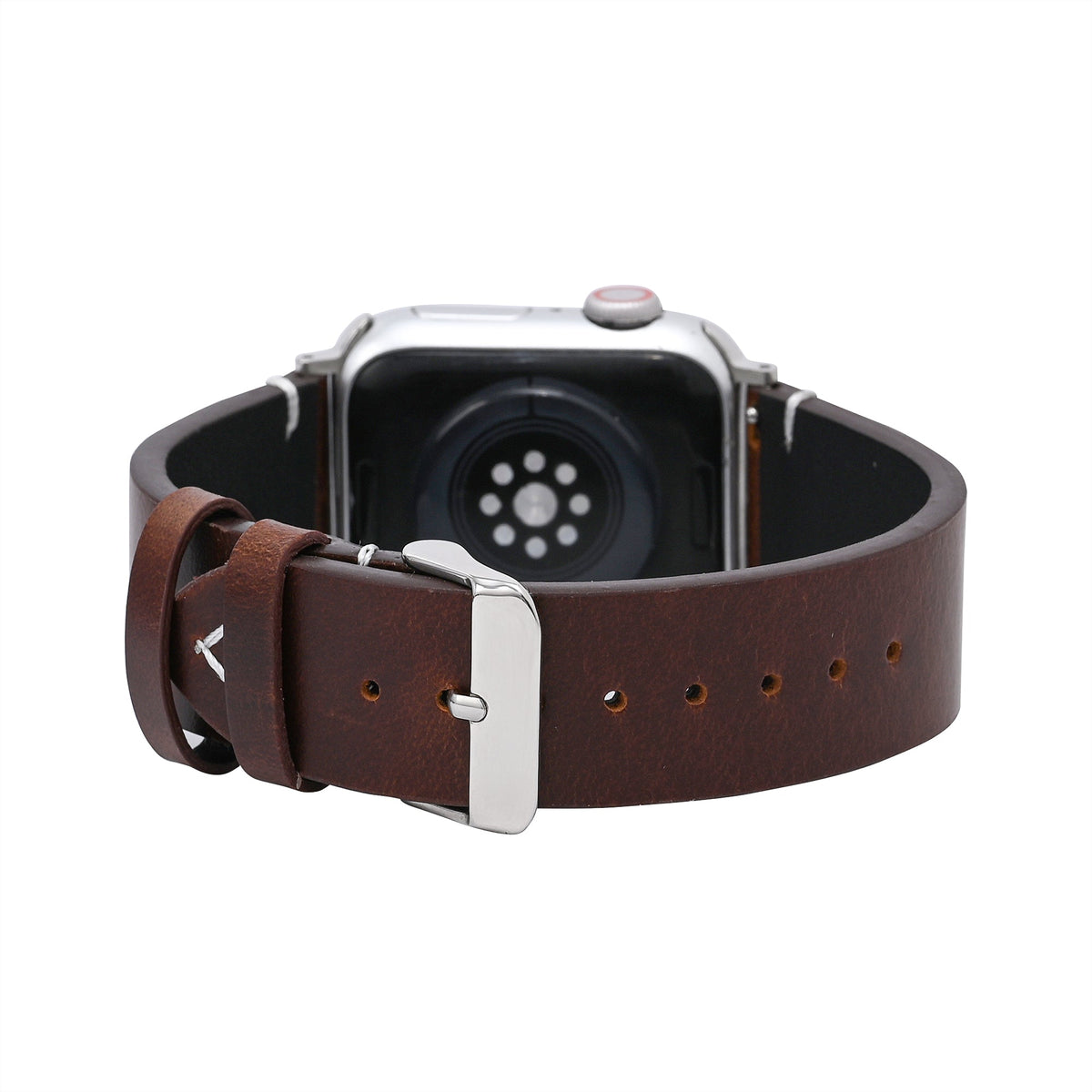 Heren donkerbruine leren Apple Watch-band