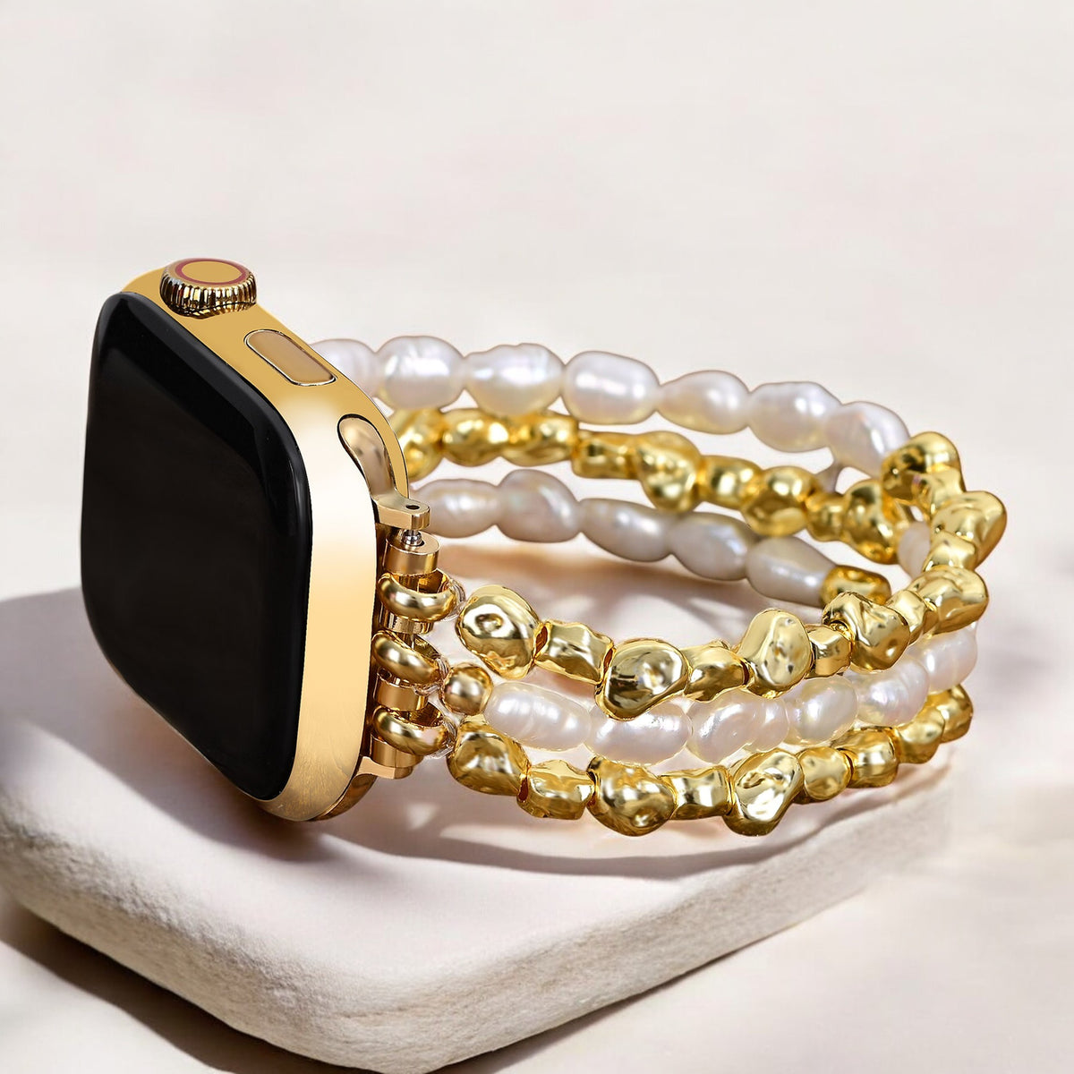 Gouden Parel Stretch Apple Watch Bandje