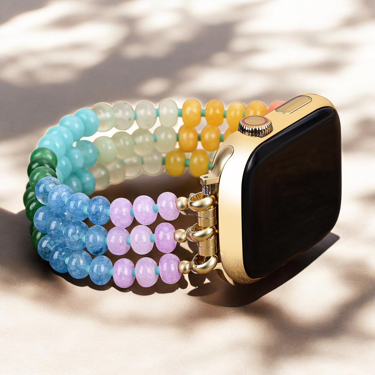 Regenboog Gloei Steen Rekbare Apple Watch Band