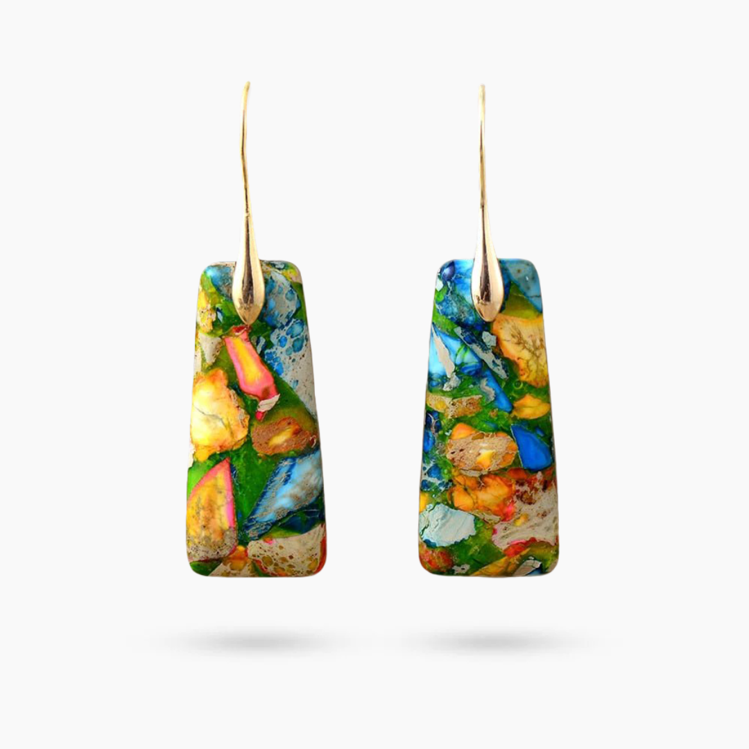 Citrine Lagoon Jasper Hangende Oorbellen