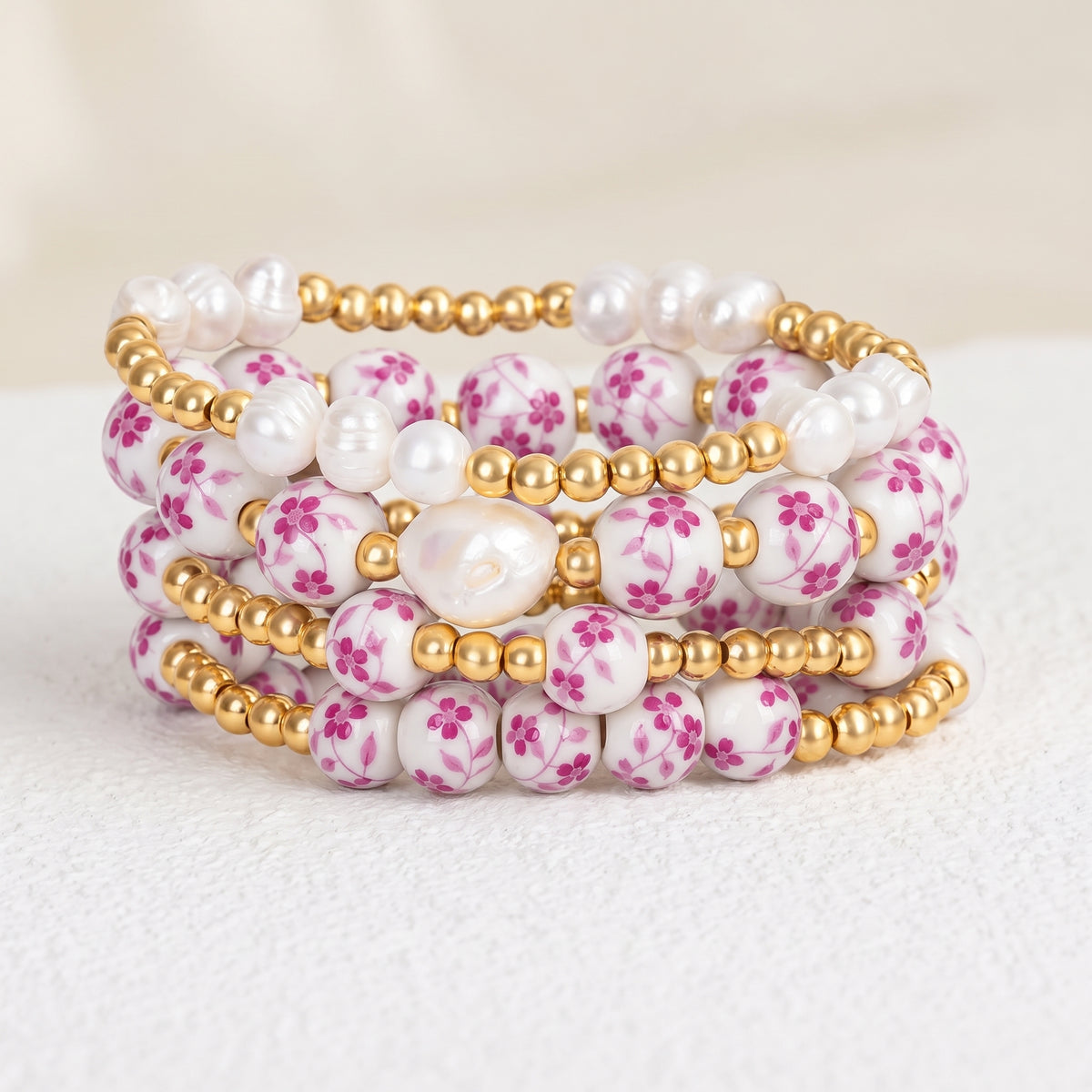 Armbandenset Porcelain Garden Rose Blossom