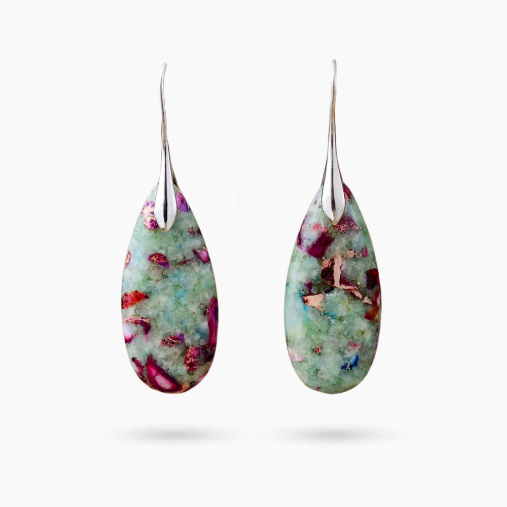 Rosy Reef Jasper Druppelvormige Oorbellen