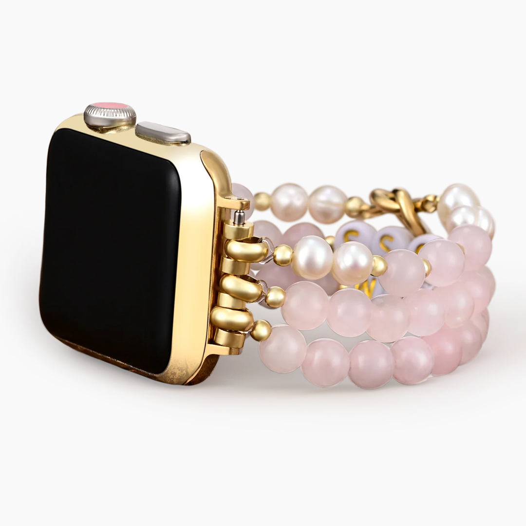 Aangepaste naam Rose Quartz Stretch Apple Watch-band