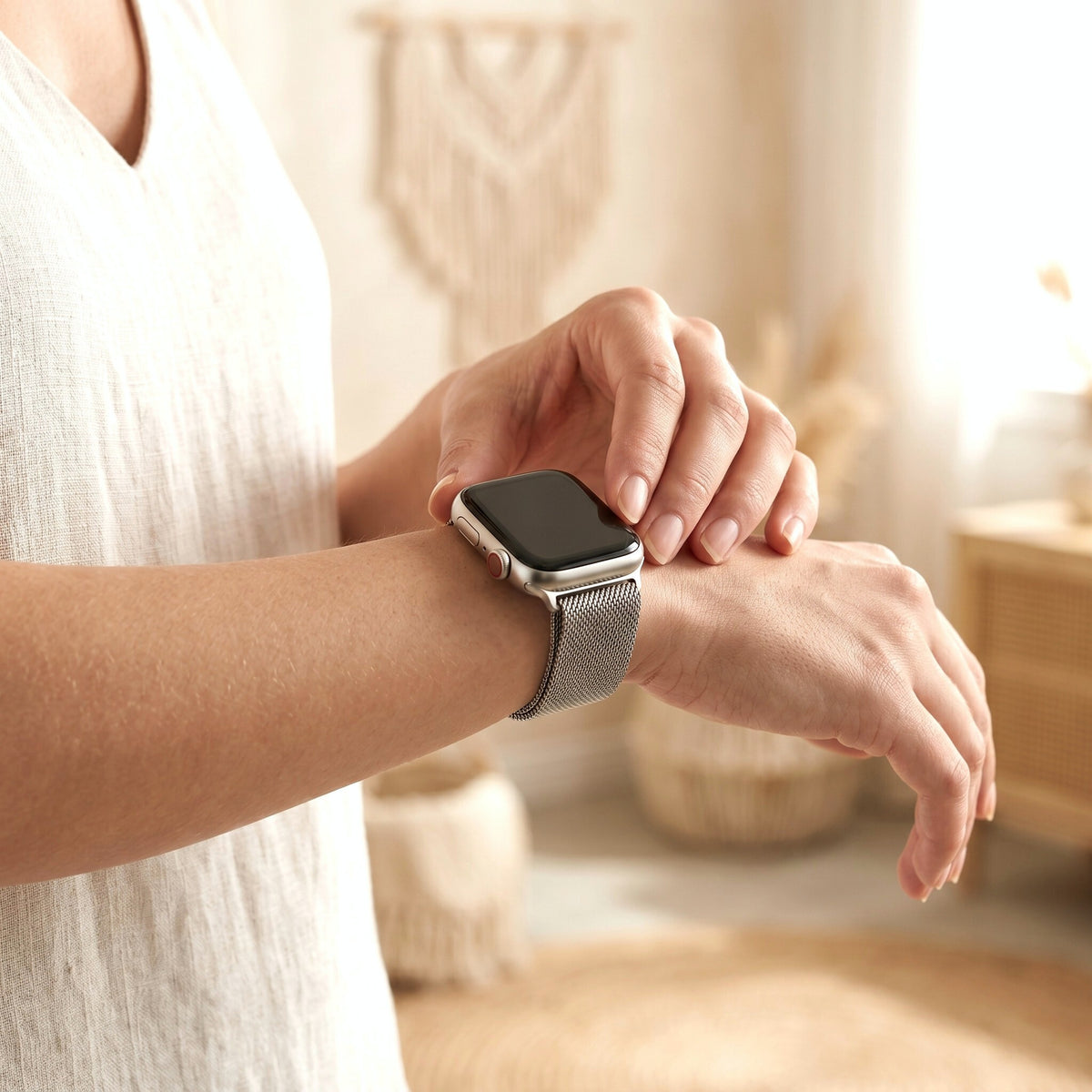 Platina stalen luxe Apple Watch bandje