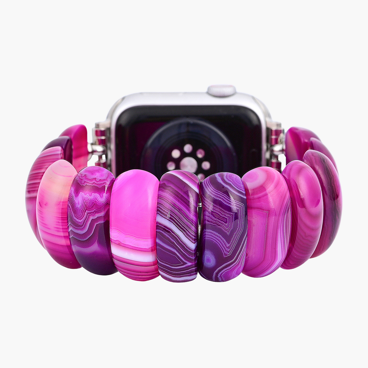 Radiant Orchid Agaat Stretch Apple Watch Bandje