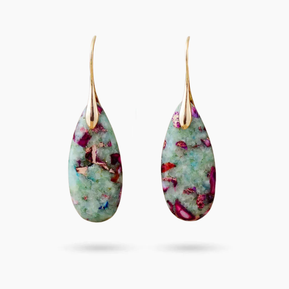 Rosy Reef Jasper Druppelvormige Oorbellen