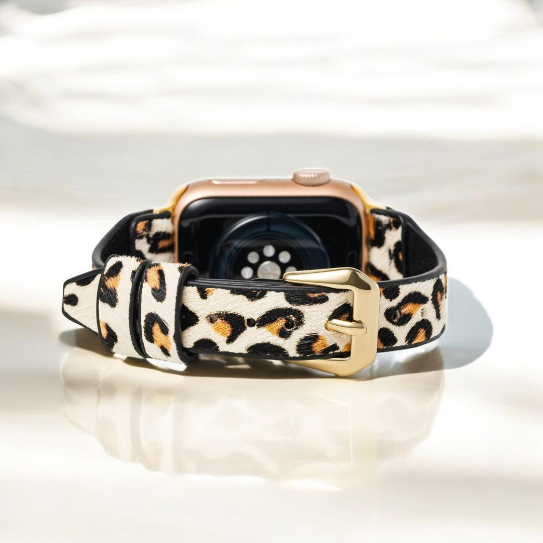 Ivoorkleurige Feline Apple Leren Horlogeband