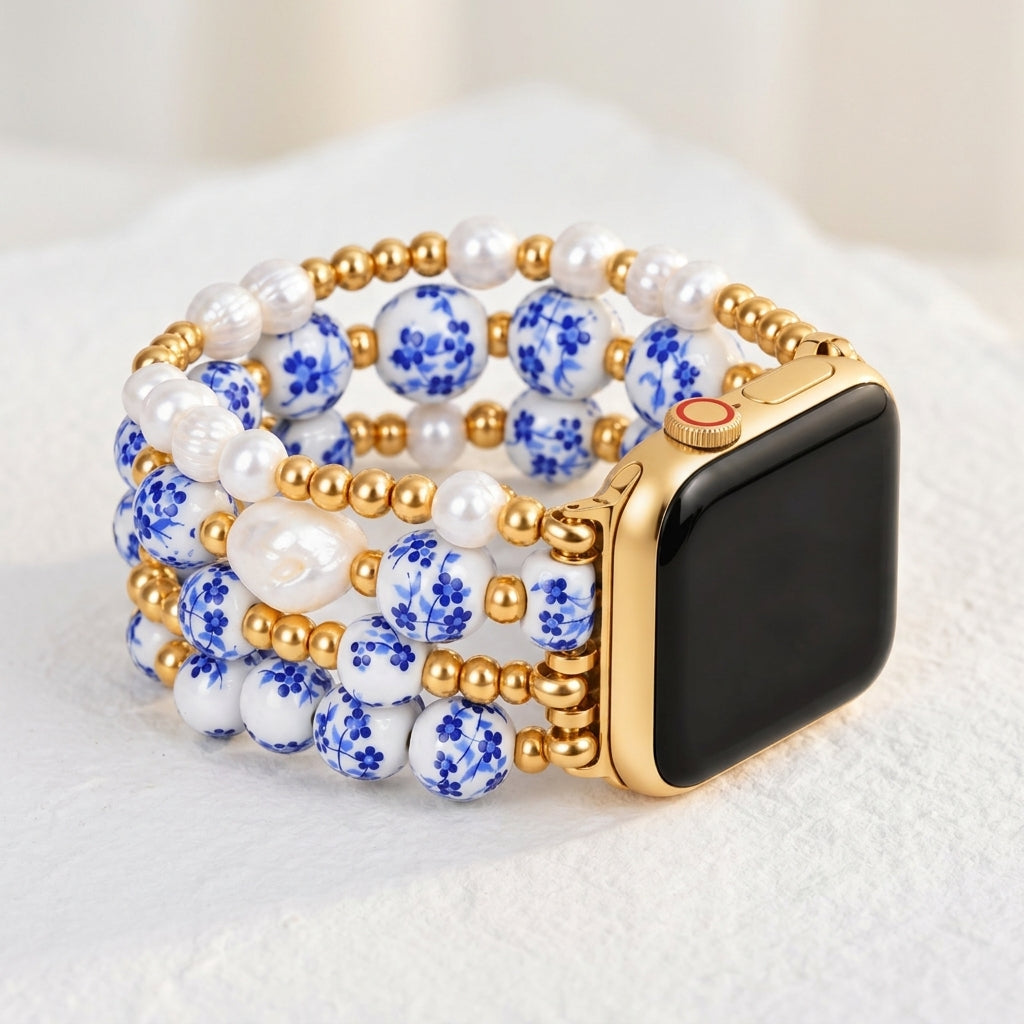 Porseleinen tuin Apple Watch-bandje Sapphire Bloom