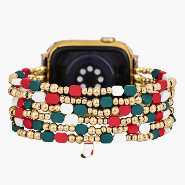 Santa's Joy feestelijke rekbare Apple Watch-band