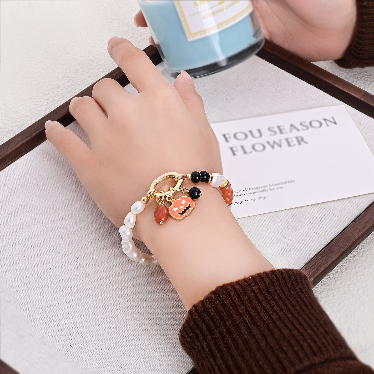 Kerst Gloed Parel Armband