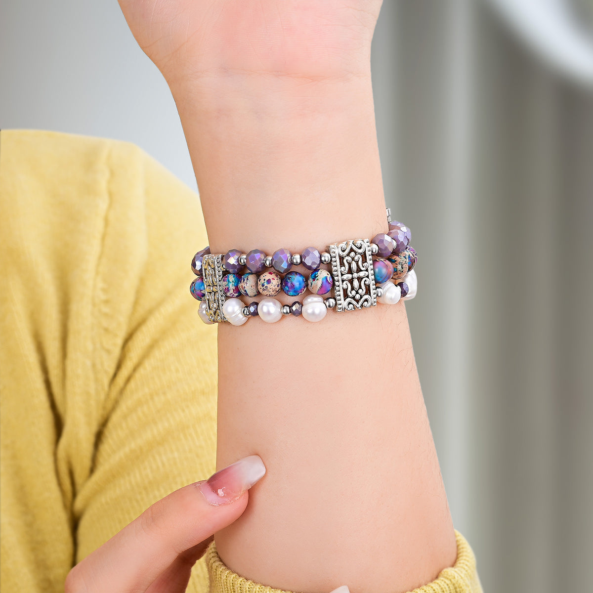 Ambachtelijke Jasper Oasis Stretch Apple Watch-band