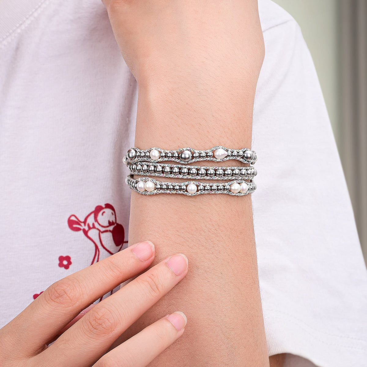 Glanzende Parel Beschermende Wikkelarmband