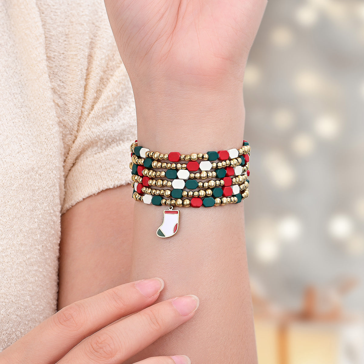 Santa's Joy feestelijke rekbare Apple Watch-band