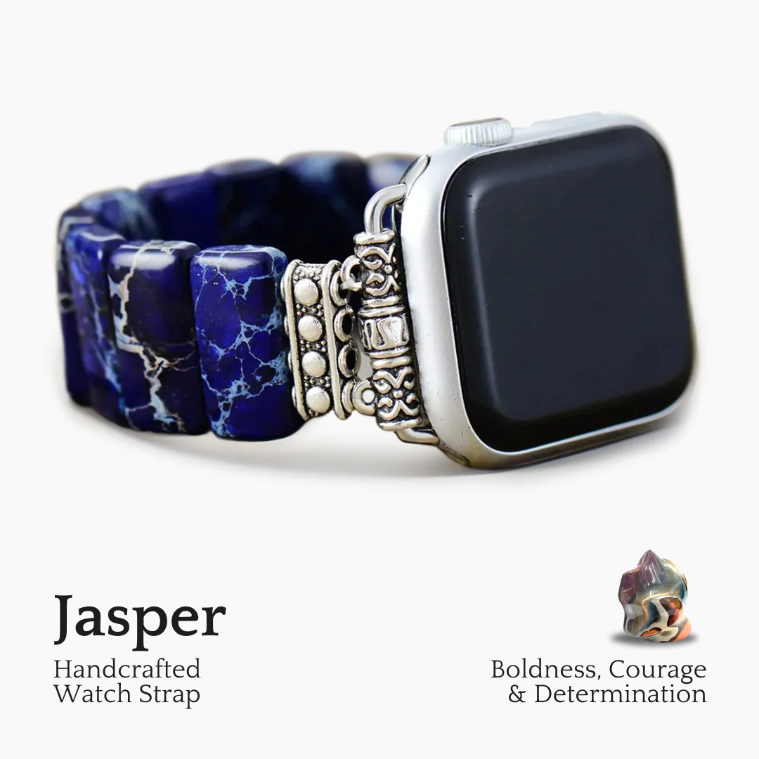 Donkerblauwe Tibetaanse Jaspis Rekbare Apple Watch Band