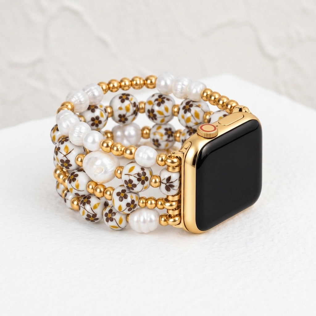 Porseleinen tuin Apple Watch-bandje Golden Meadow