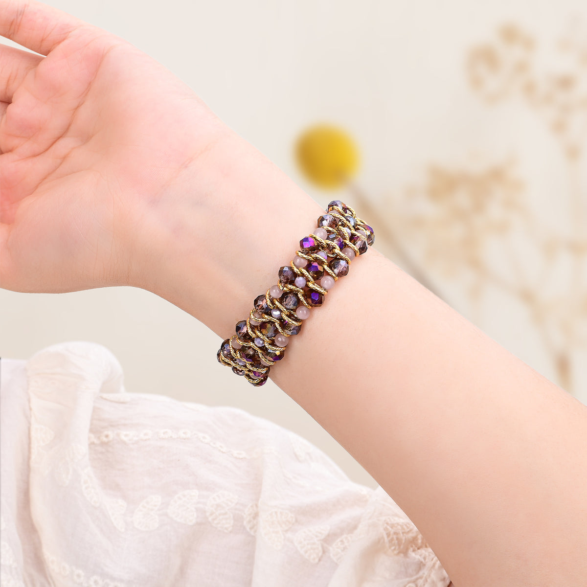 Gouden Sereniteit Edelsteen Gevlochten Apple Watch Band
