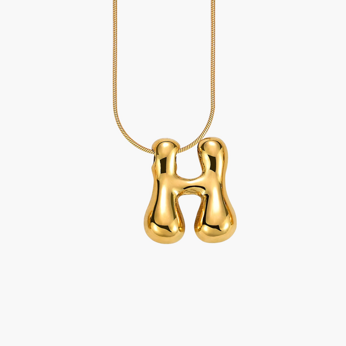 Gouden Gloed Bubbelletter Initiaal Ketting
