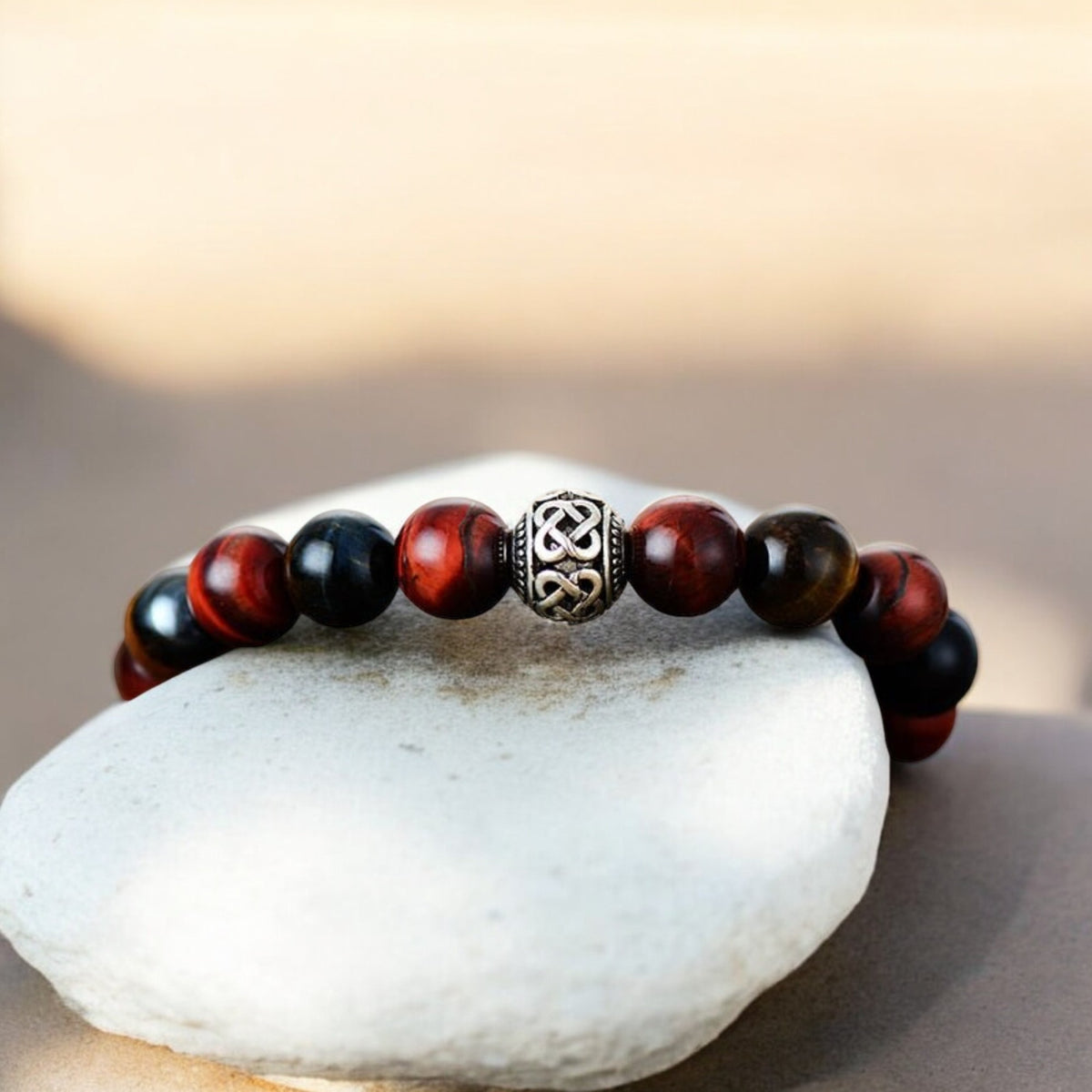 Heren Rode Tijgeroog Boeddha Armband