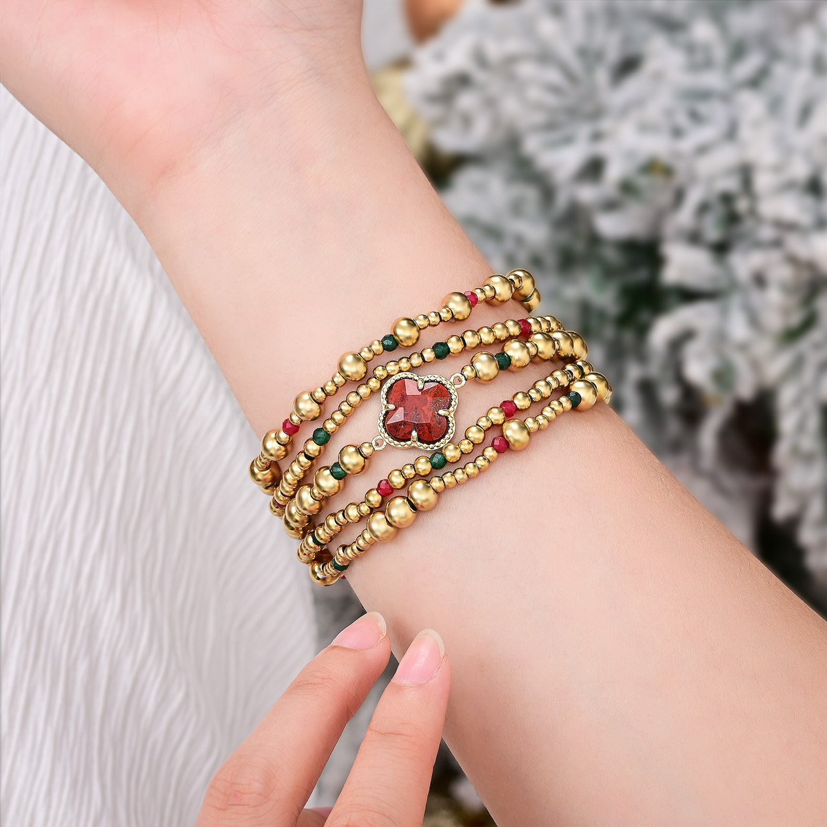 Holiday Lucky Clover Stretch Apple Watch-bandje